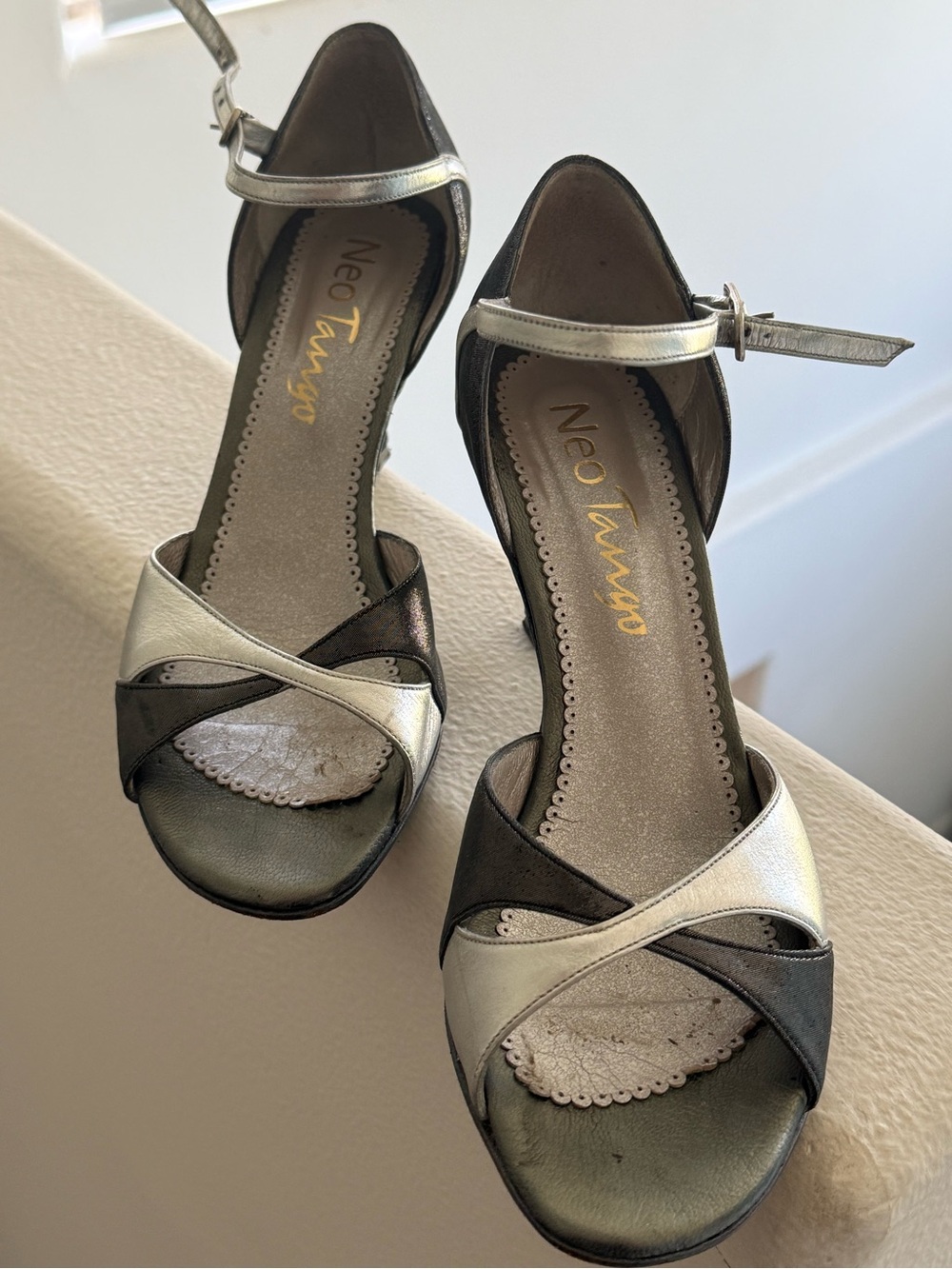 Metallic Silver & Charcoal Tango Heels by Neo Tango size 8 - Picture 2 of 7